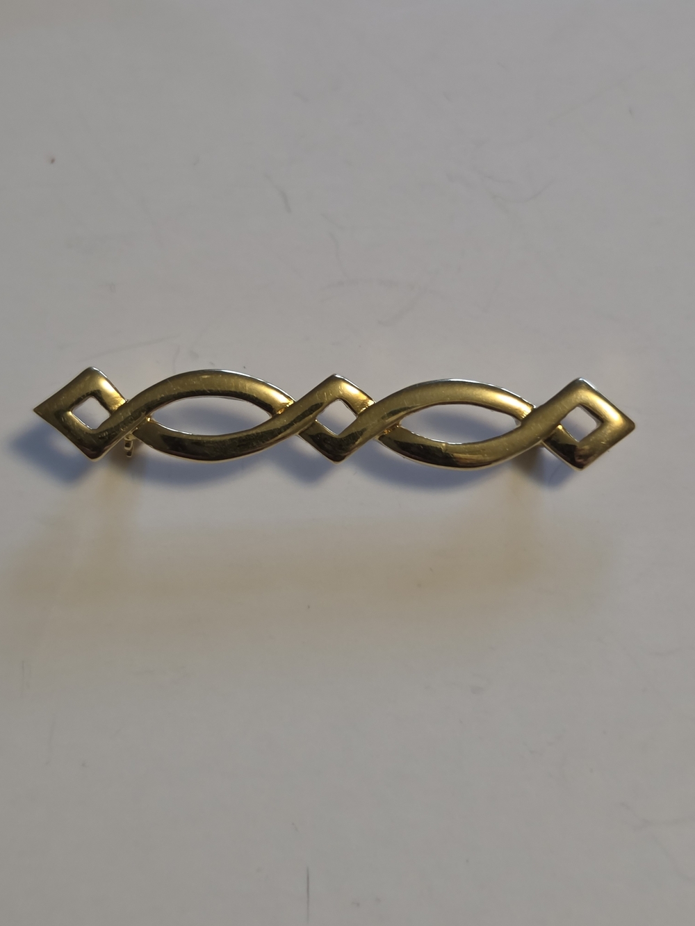 Vtg Monet 2" Width Gold-Tone Openwork Geometric Bar Pin Brooch